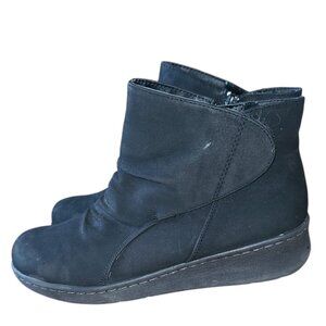 Kim Rogers Women's Black Suede Ankle Boots Ladies size 8 M Ruched Tops